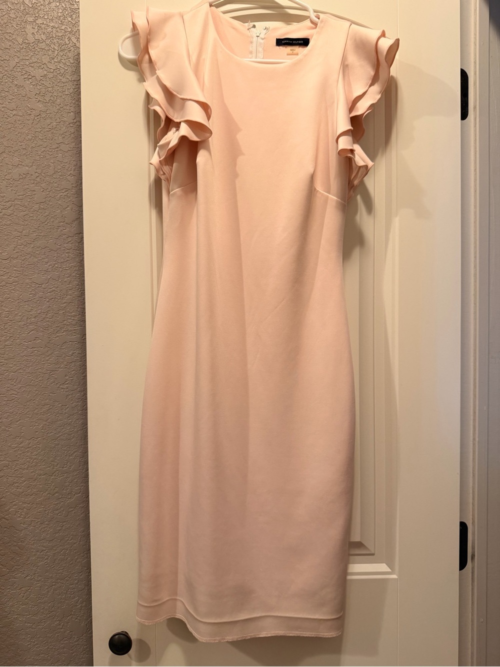 Tommy Hilfiger Blush Pink Ruffle-Sleeve Midi Dress